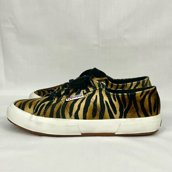 Superga Velvet Zebra Sneakers 2750 Sz 9.5 Tennis Shoes Joggers Gym Shoes Animal - Picture 4 of 9